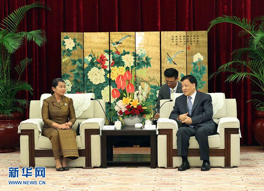 6月11日，中共中央政治局常委、中央書記處書記劉云山在福州會見來華出席金磚國家政黨、智庫和民間社會組織論壇的柬埔寨人民黨中央常委、副首相梅森安。新華社記者劉衛兵攝