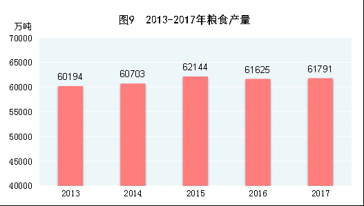 （圖表）[兩會&middot;2017年統計公報]圖9：2013-2017年糧食產量