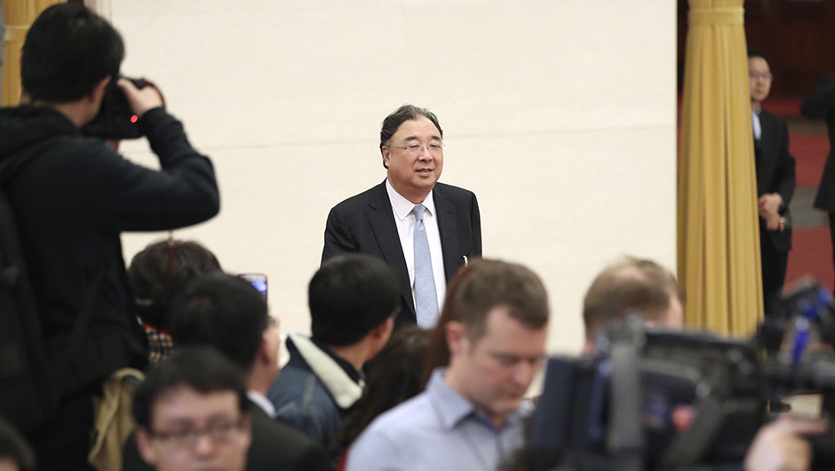 馬曉偉步入&ldquo;部長通道&rdquo;，準備接受采訪