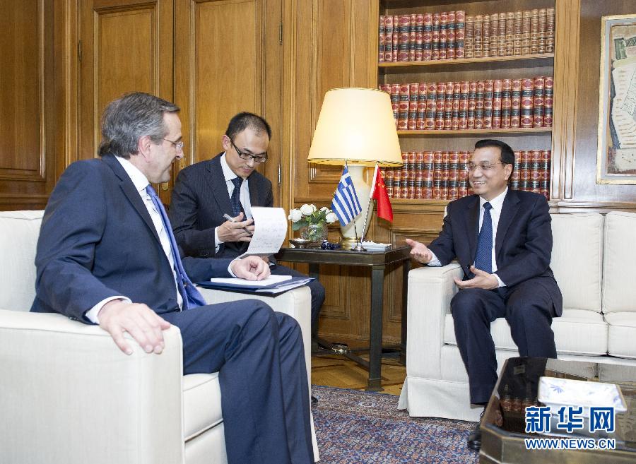 6月19日，國(guó)務(wù)院總理李克強(qiáng)在雅典同希臘總理薩馬拉斯舉行會(huì)談。新華社記者 王曄 攝