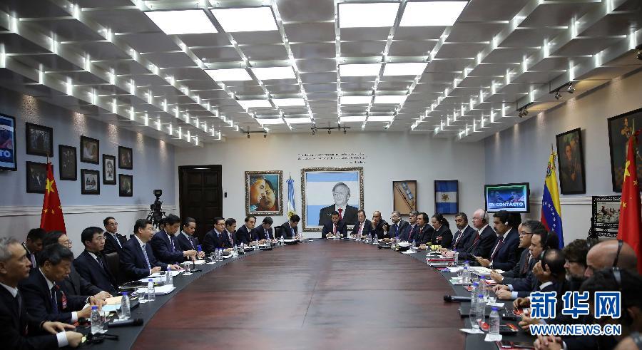 當地時間7月20日，國家主席習近平在加拉加斯同委內瑞拉總統馬杜羅舉行會談。 新華社記者蘭紅光攝 