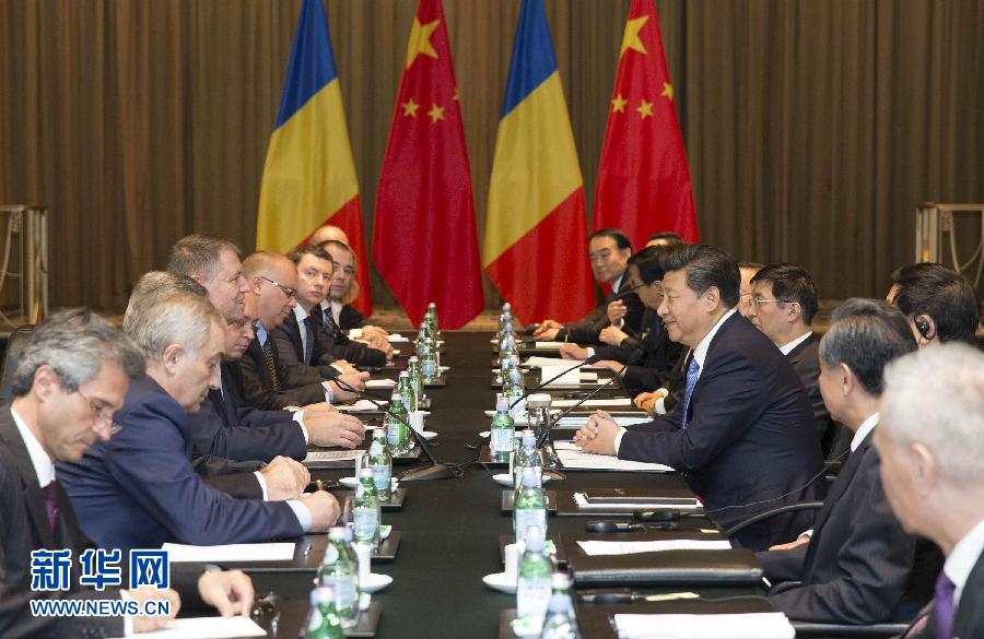 9月26日，國家主席習近平在紐約會見羅馬尼亞總統約翰尼斯。新華社記者黃敬文攝