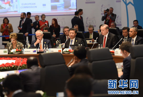 11月15日，國家主席習近平在土耳其安塔利亞出席二十國集團領導人第十次峰會第一階段會議。 新華社記者李學仁攝 