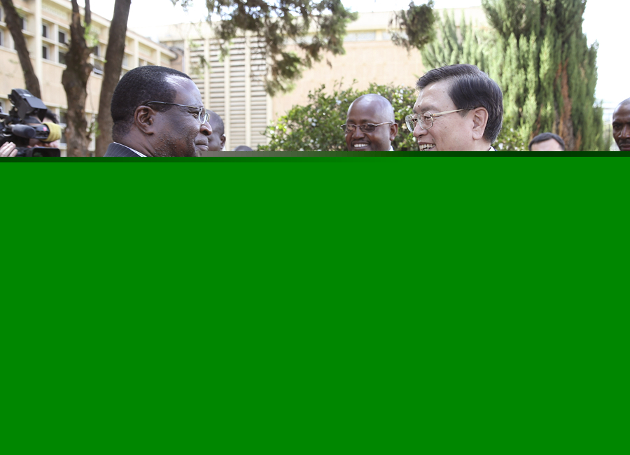 這是3月24日，張德江在肯尼亞首都內羅畢與肯尼亞參議長埃蘇羅舉行會談。 新華社記者馬占成攝