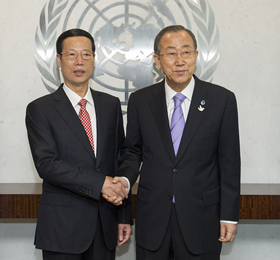 張高麗會見聯合國秘書長
