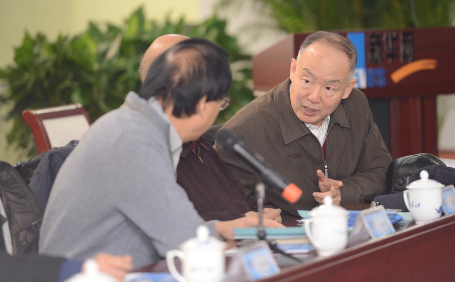 參加新華網2012&ldquo;縱論天下&rdquo;國際問題研討會的專家在交流